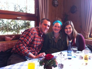 Here is a photo of Zach, myself and Ella at the restaurant we go to every day (where I eat mushrooms)